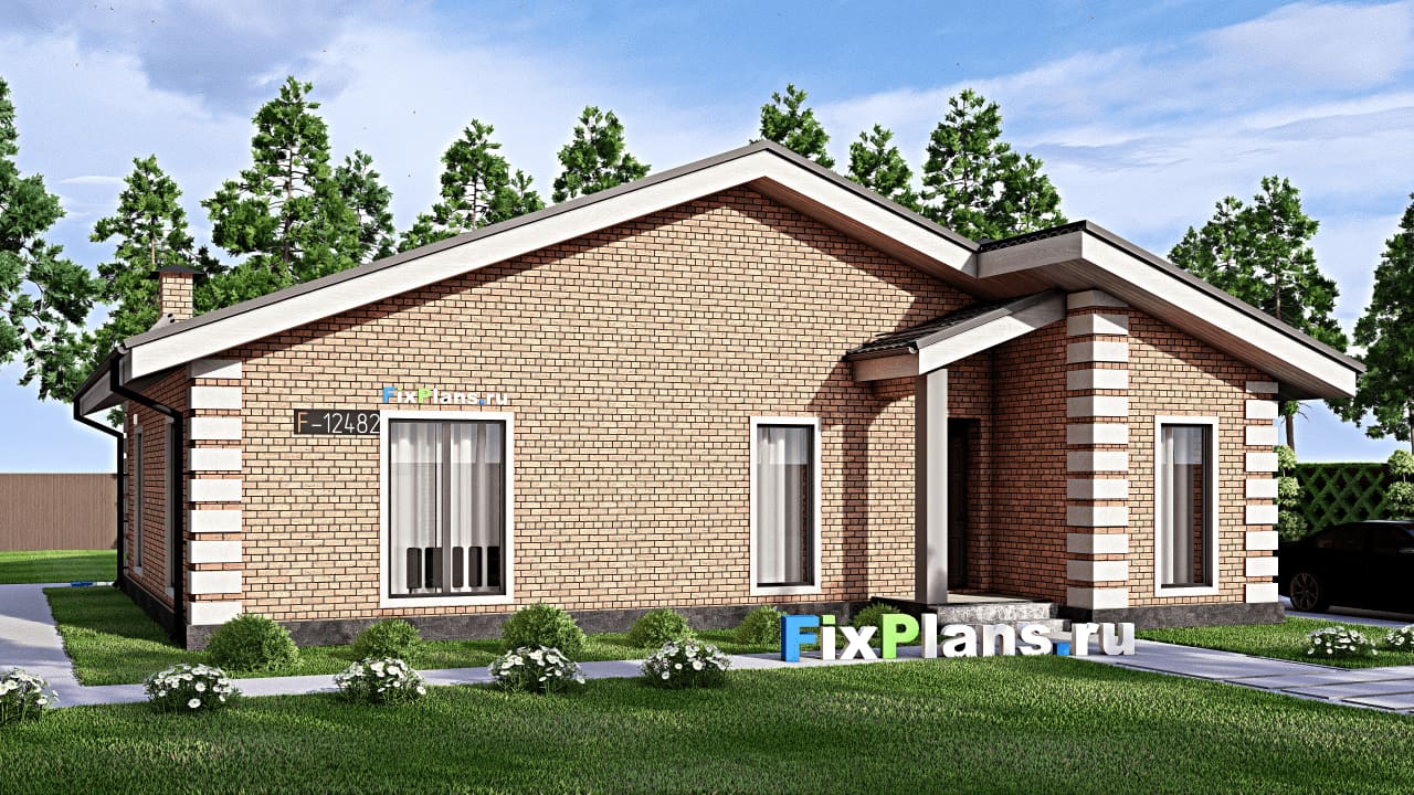 Одноэтажный дом F-12482 — фасад