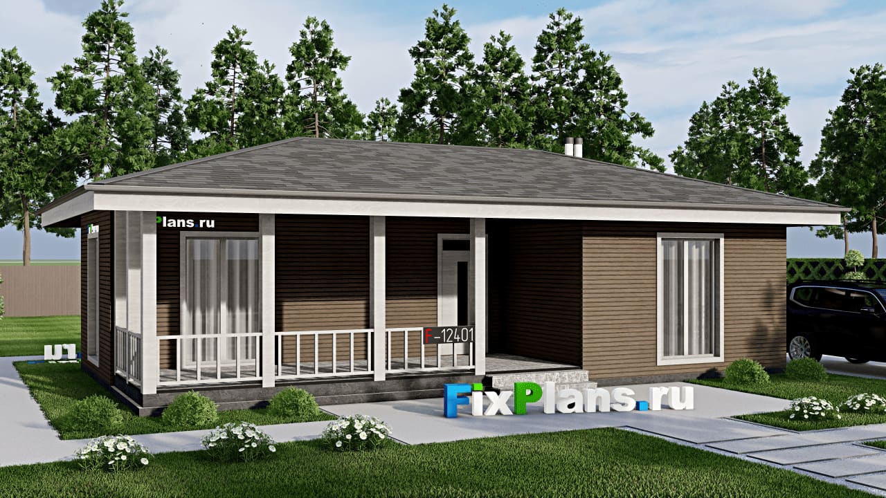 Одноэтажный дом F-12401 — фасад