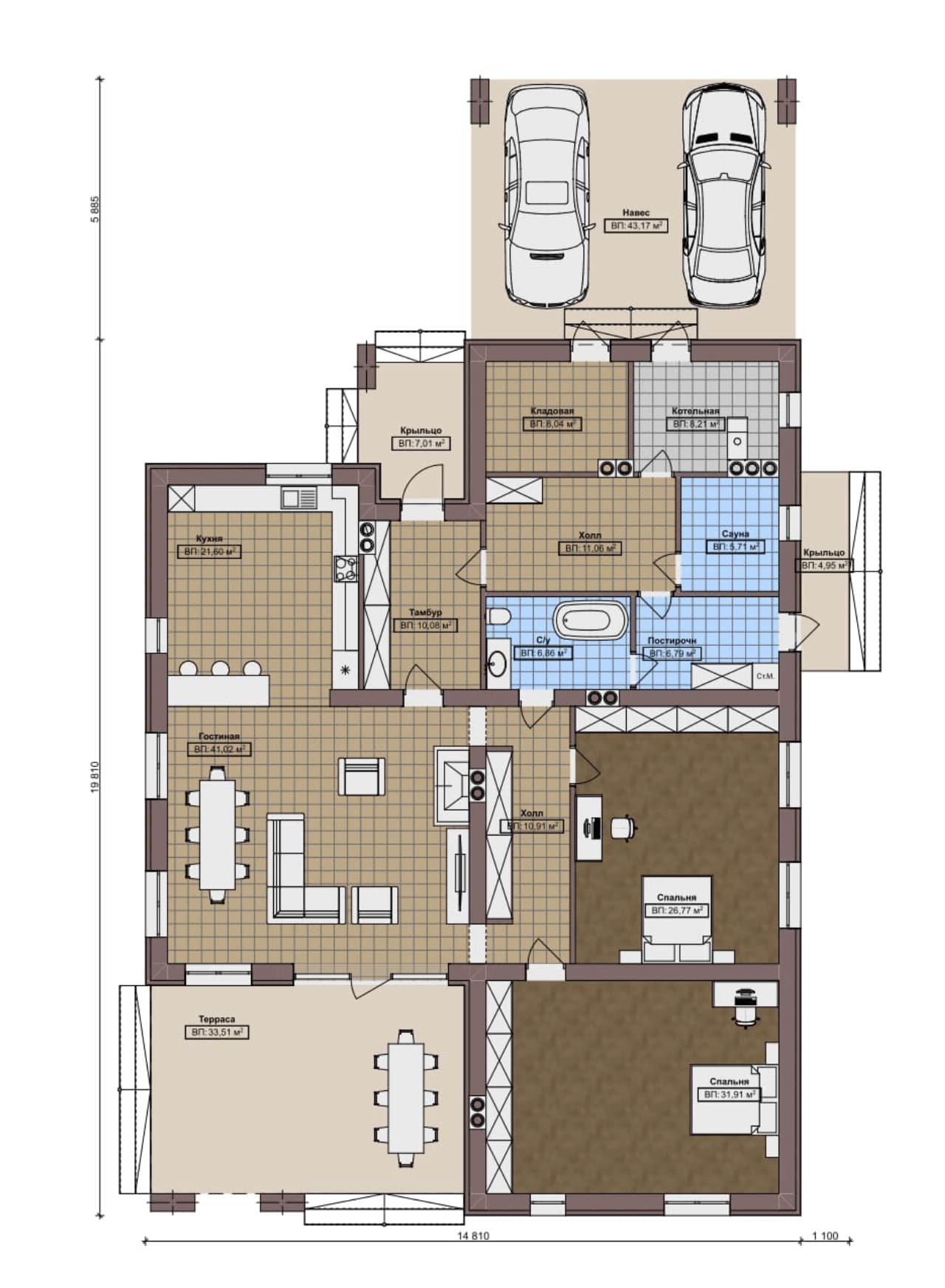 Планировка Одноэтажный дом F-6236